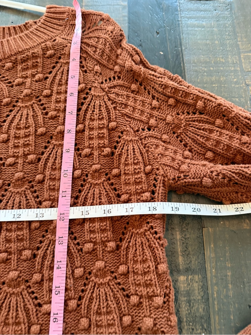 Harper Textured Knit Crewneck Sweater in Rust size small - Picture 7 of 8